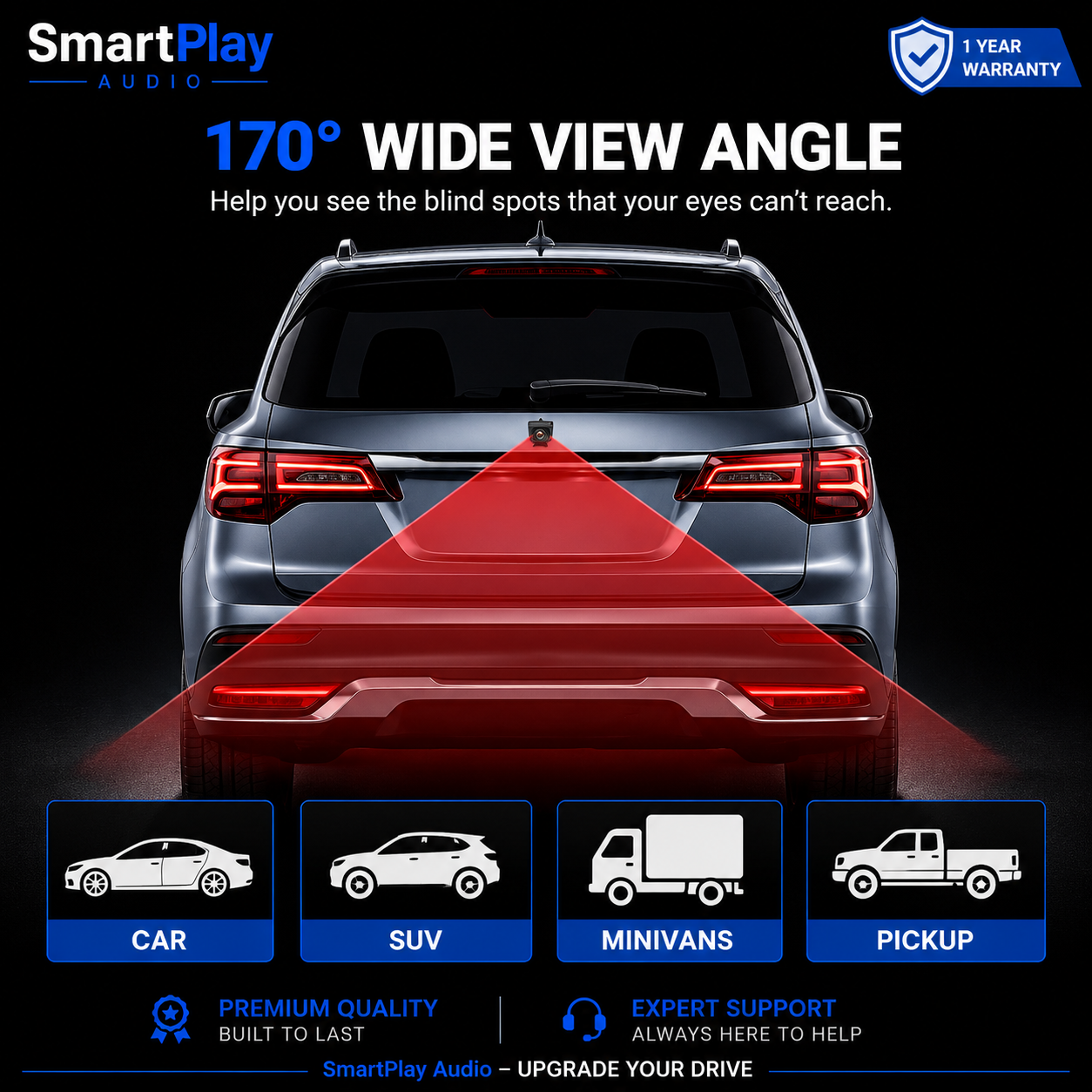 SmartPlay Audio AHD 1080P Reverse Camera