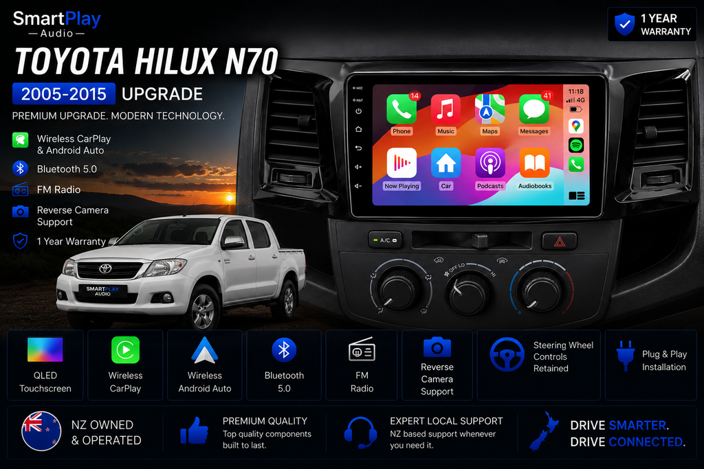 SmartPlay Audio Wireless Apple CarPlay & Android Auto Stereo Upgrade for Toyota Hilux 2005–2015