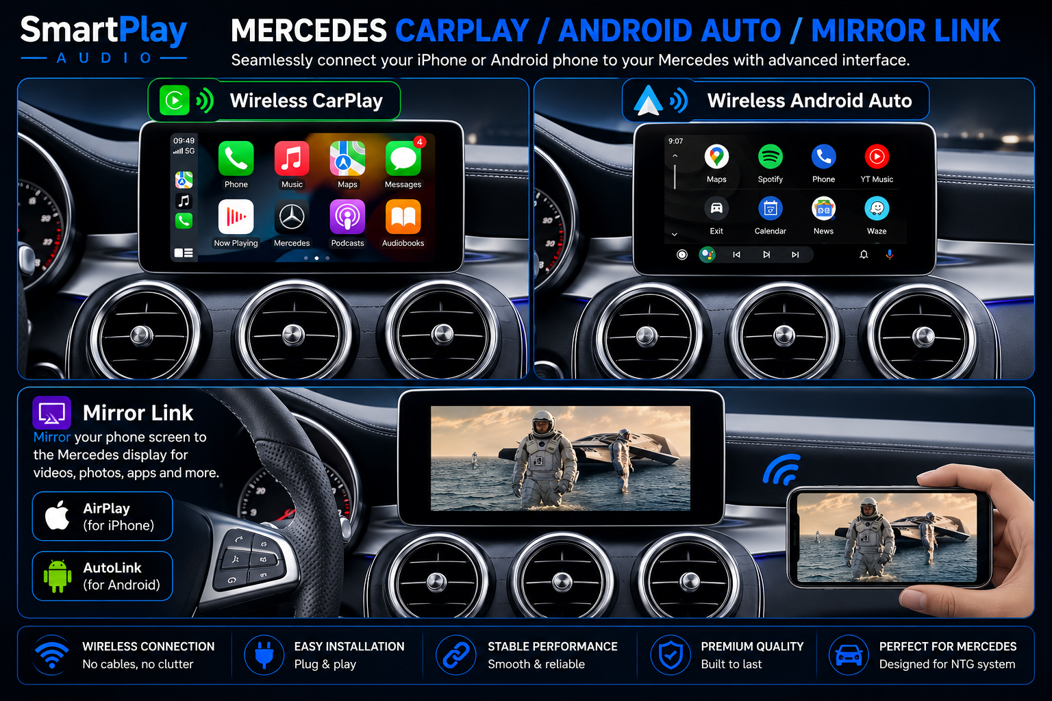 SmartPlay Audio Mercedes-Benz Wireless Apple CarPlay & Android Auto Retrofit Module