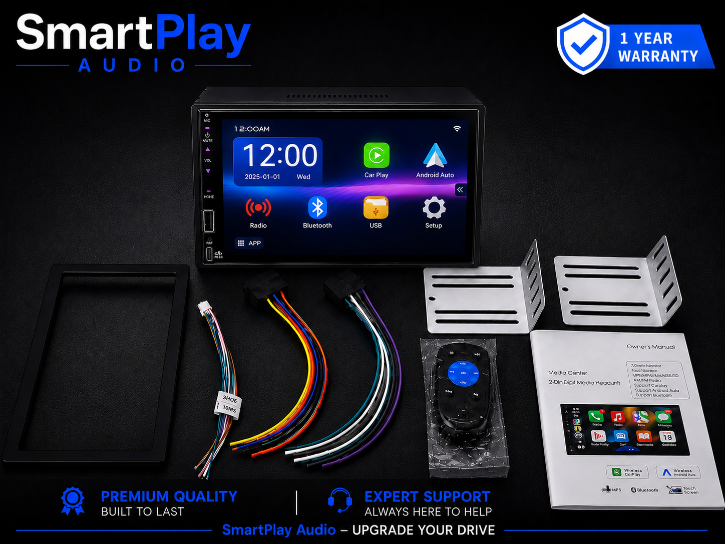 SmartPlay Audio 7" Wireless Apple CarPlay & Android Auto Stereo