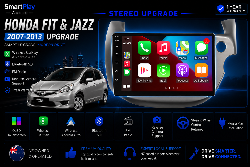 SmartPlay Audio Wireless Apple CarPlay & Android Auto Stereo Upgrade for Honda Fit & Jazz 2007–2013