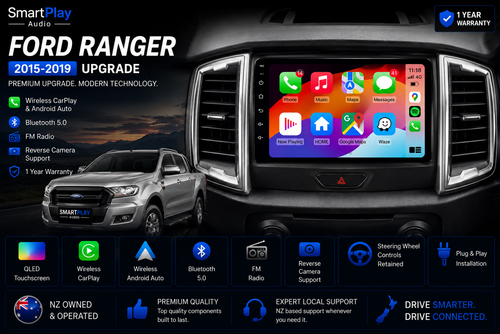 : SmartPlay Audio Wireless Apple CarPlay & Android Auto Stereo Upgrade for Ford Ranger 2015–2019