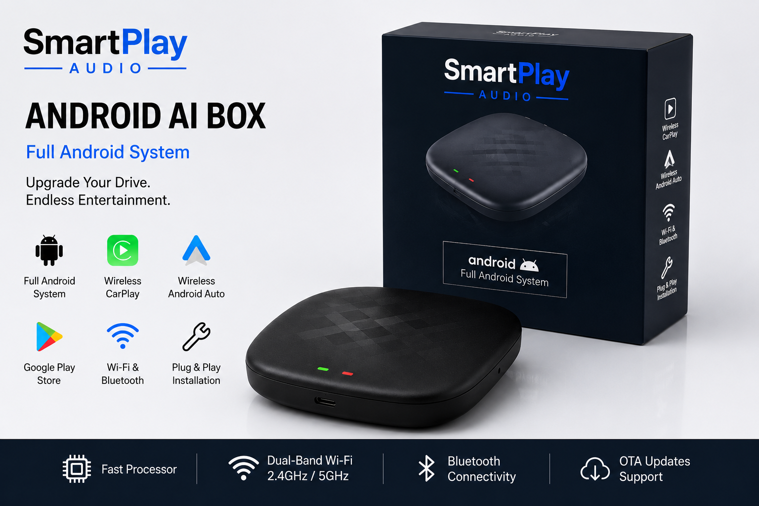 Android AI Box 8GB 128GB 8 Core CarPlay Android Auto Wireless for Online Tv Netfilx Youtube IPTV