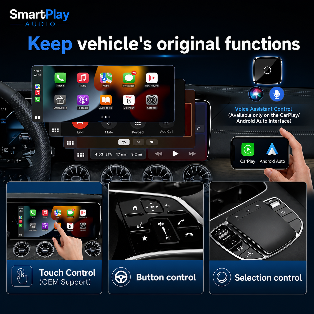 SmartPlay Audio Wireless CarPlay & Android Auto Adapter
