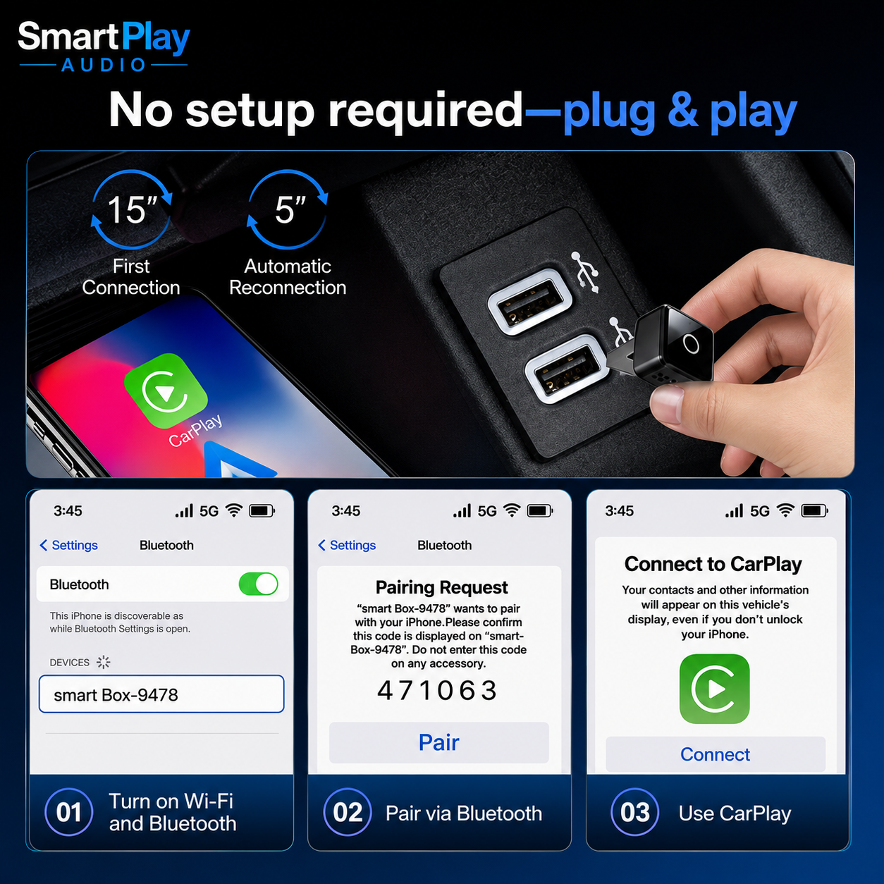 SmartPlay Audio Wireless CarPlay & Android Auto Adapter