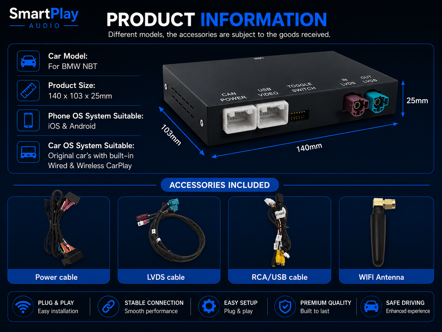SmartPlay Audio BMW Wireless Apple CarPlay & Android Auto Retrofit Module