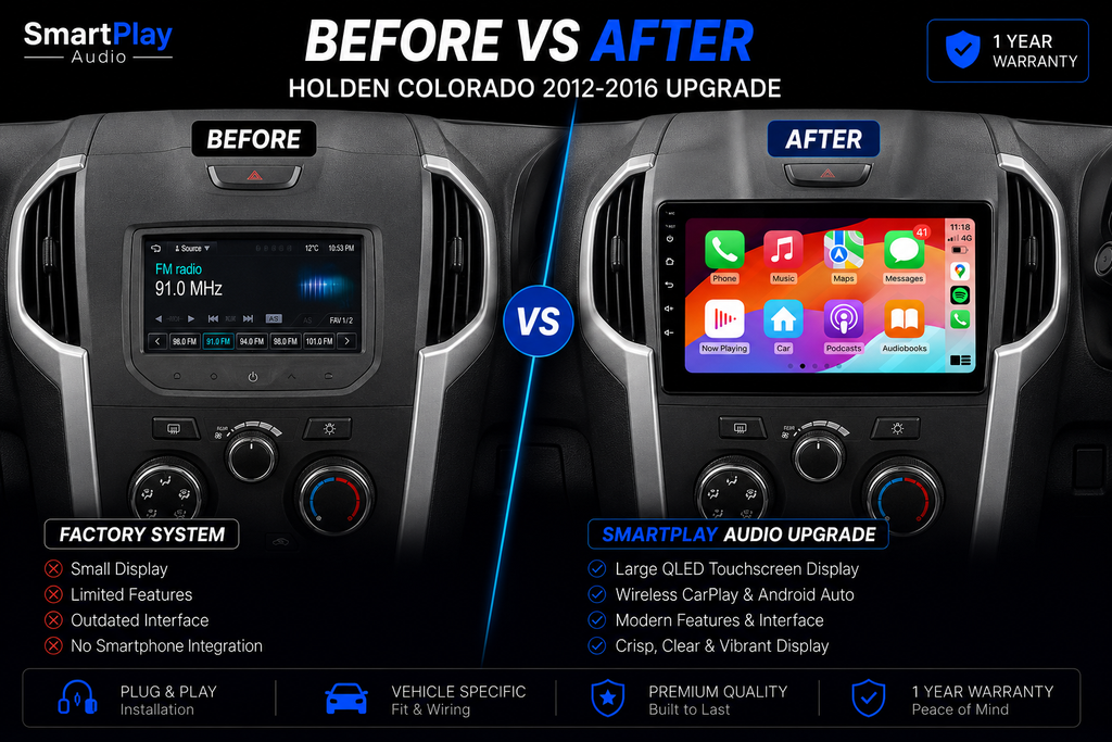 SmartPlay Audio Wireless Apple CarPlay & Android Auto Stereo Upgrade for Holden Colorado 2012–2016