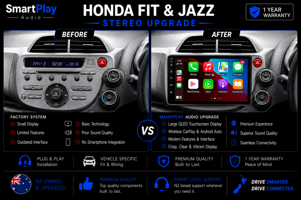 SmartPlay Audio Wireless Apple CarPlay & Android Auto Stereo Upgrade for Honda Fit & Jazz 2007–2013