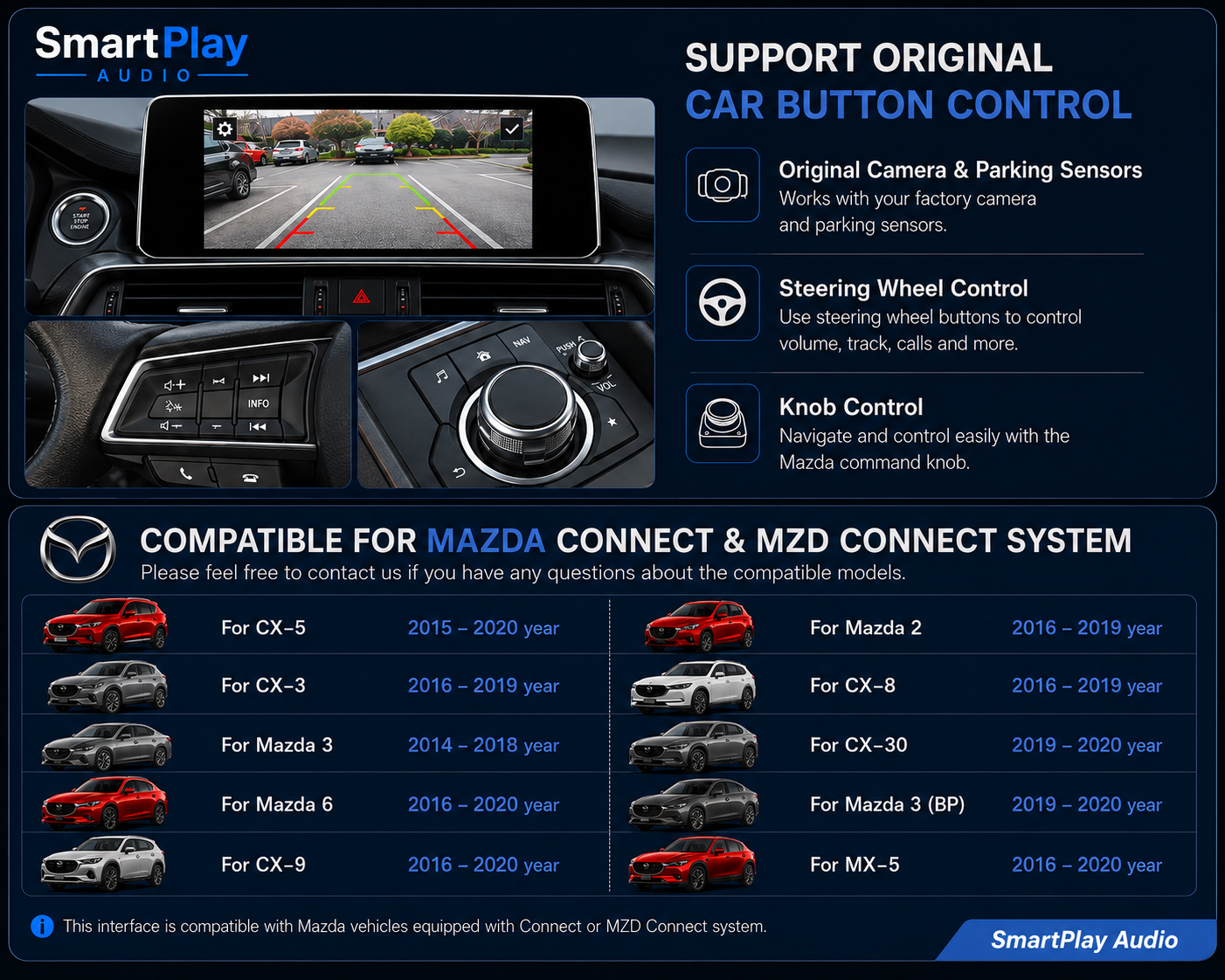SmartPlay Audio Mazda Wireless Apple CarPlay & Android Auto Retrofit Module