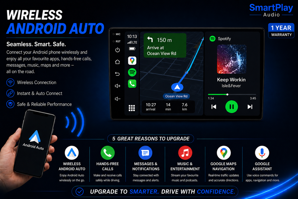 SmartPlay Audio 9" Wireless Apple CarPlay & Android Auto Stereo