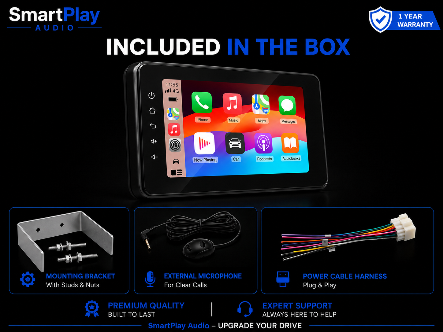 SmartPlay Audio 8" Marine & RV Multimedia Player with Wireless Apple CarPlay & Android Auto
