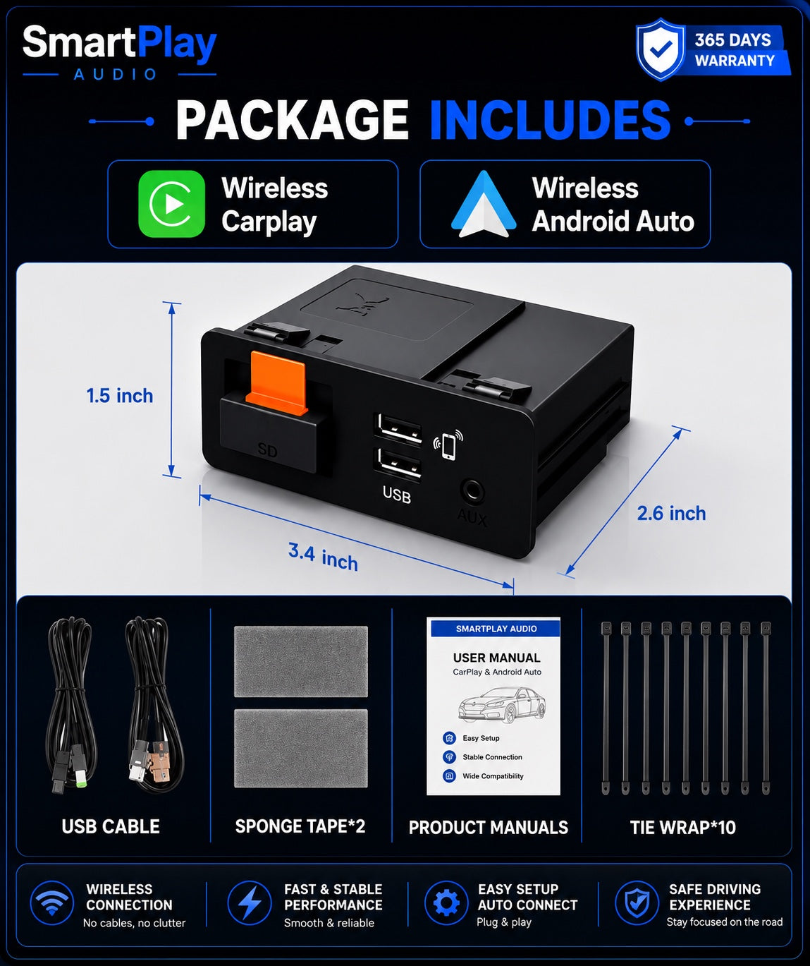 SmartPlay Audio Mazda Wireless Apple CarPlay & Android Auto Retrofit Module